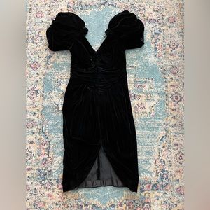 Vintage 80’s Black Velvet puffy sleeve CACHE dress sz 12